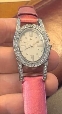 Women's 27mm Louis Arden Watch, Silver Tone with Crystal Accents, Leather Band
